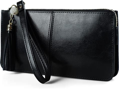 women's genuine leather wristlet clutch.